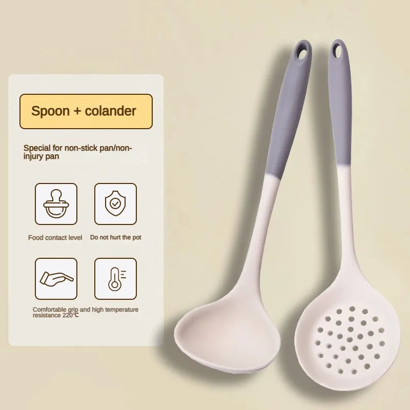 1/2/3/4set Grey White Silicone Spatula Soup Spoon Non-Stick