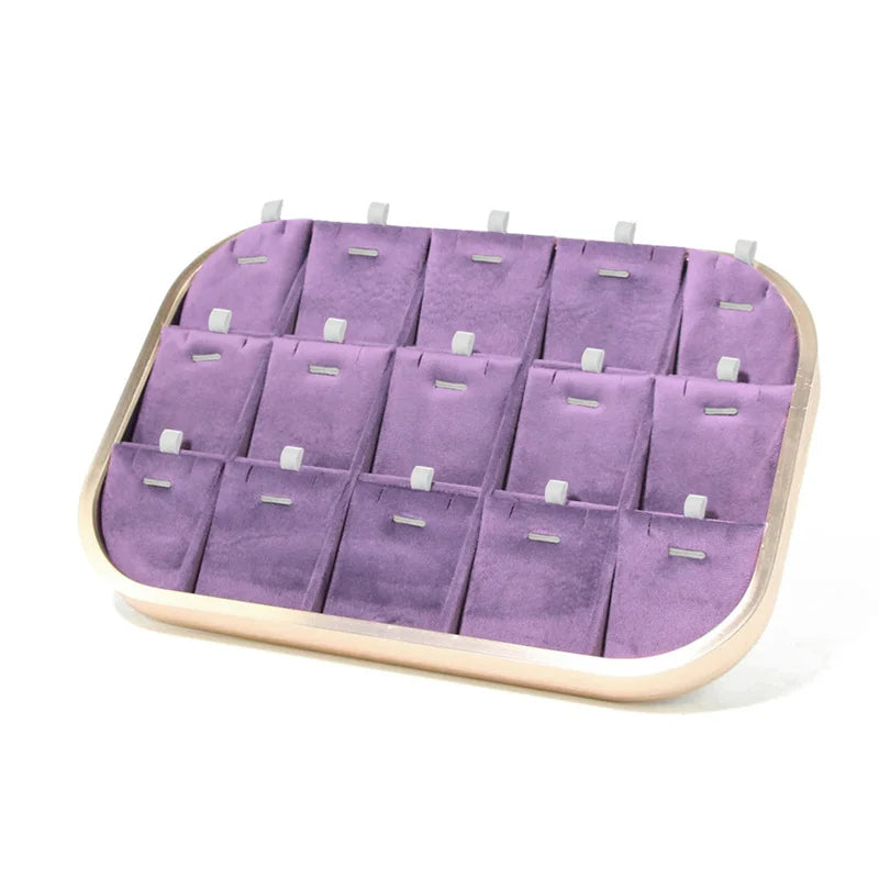 High-Grade Metal Frame Velvet Jewelry Display Tray Purple