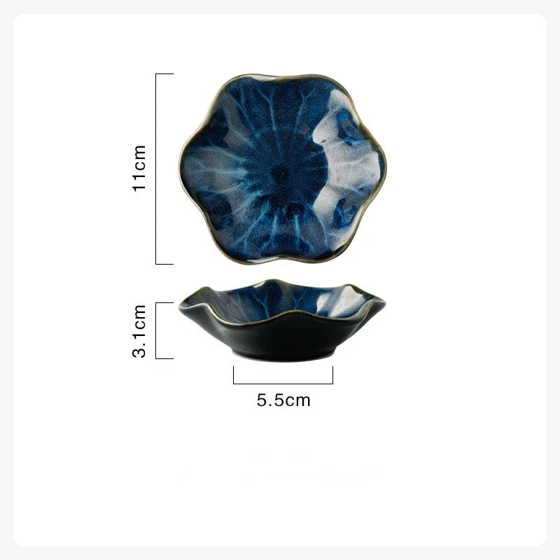 Japanese Ceramic Plate Retro Kiln Glaze Barbecue Mini