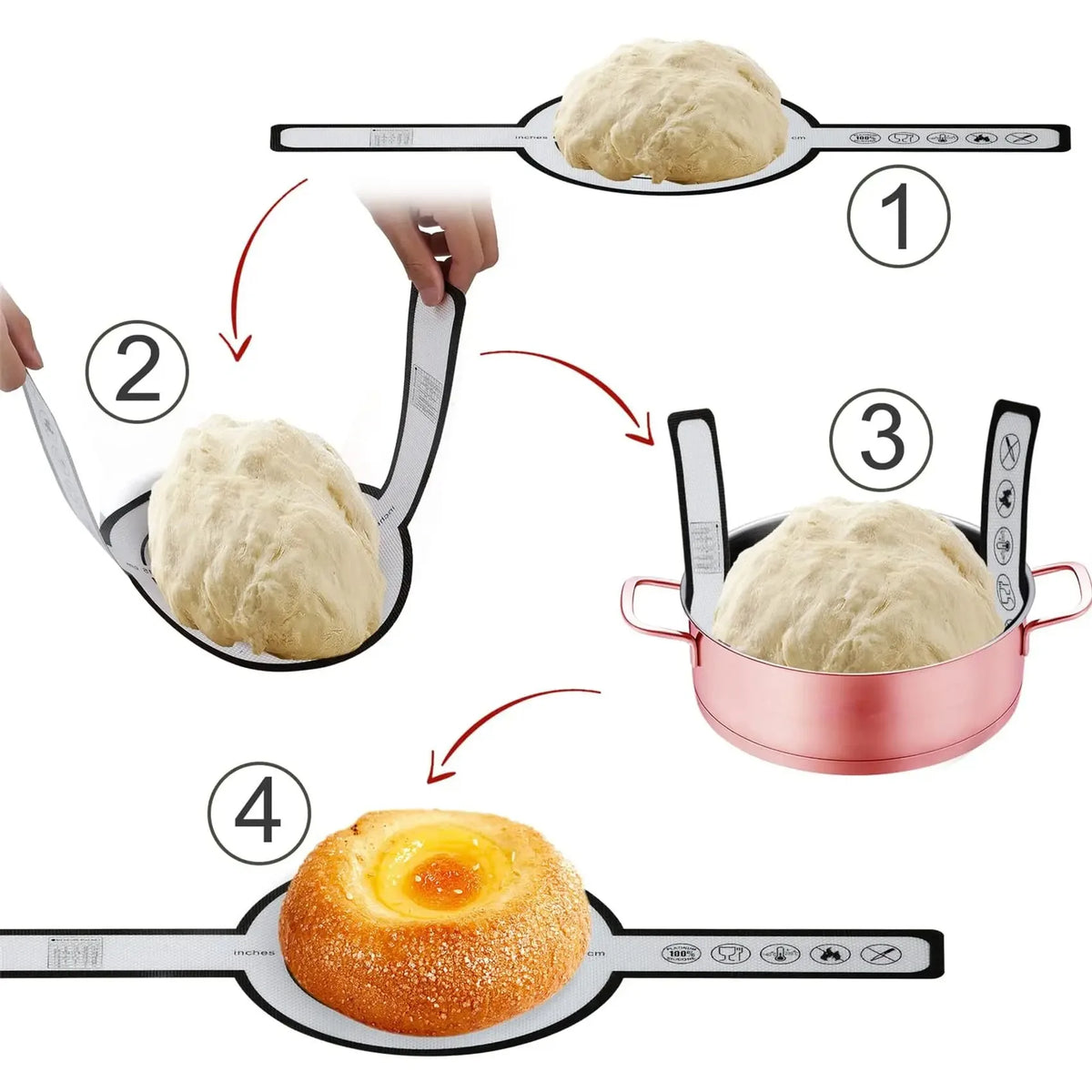 Silicone Baking Mat Long Handles Kneading Pad Dough