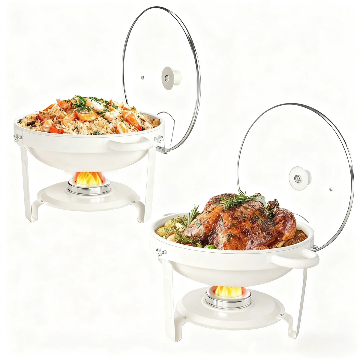 White Chafing Dishes Buffet Glass Lid 5qt 1-2-4pack