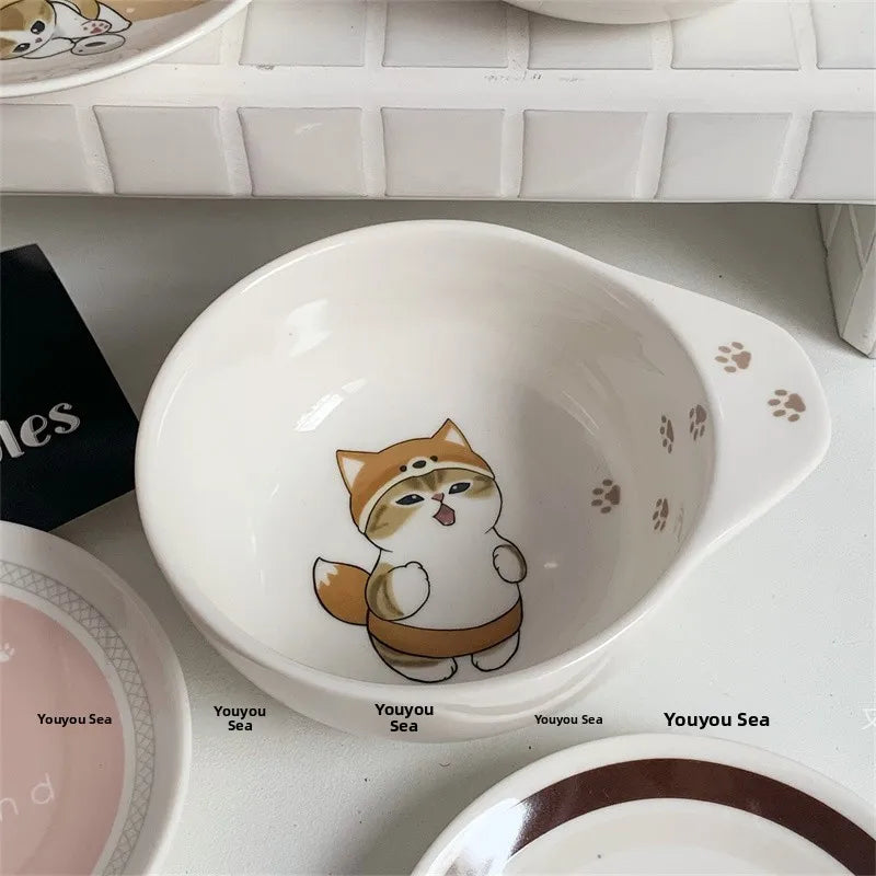 Adorable Ceramic Shark Dinnerware Small Bowl Soup Spoon