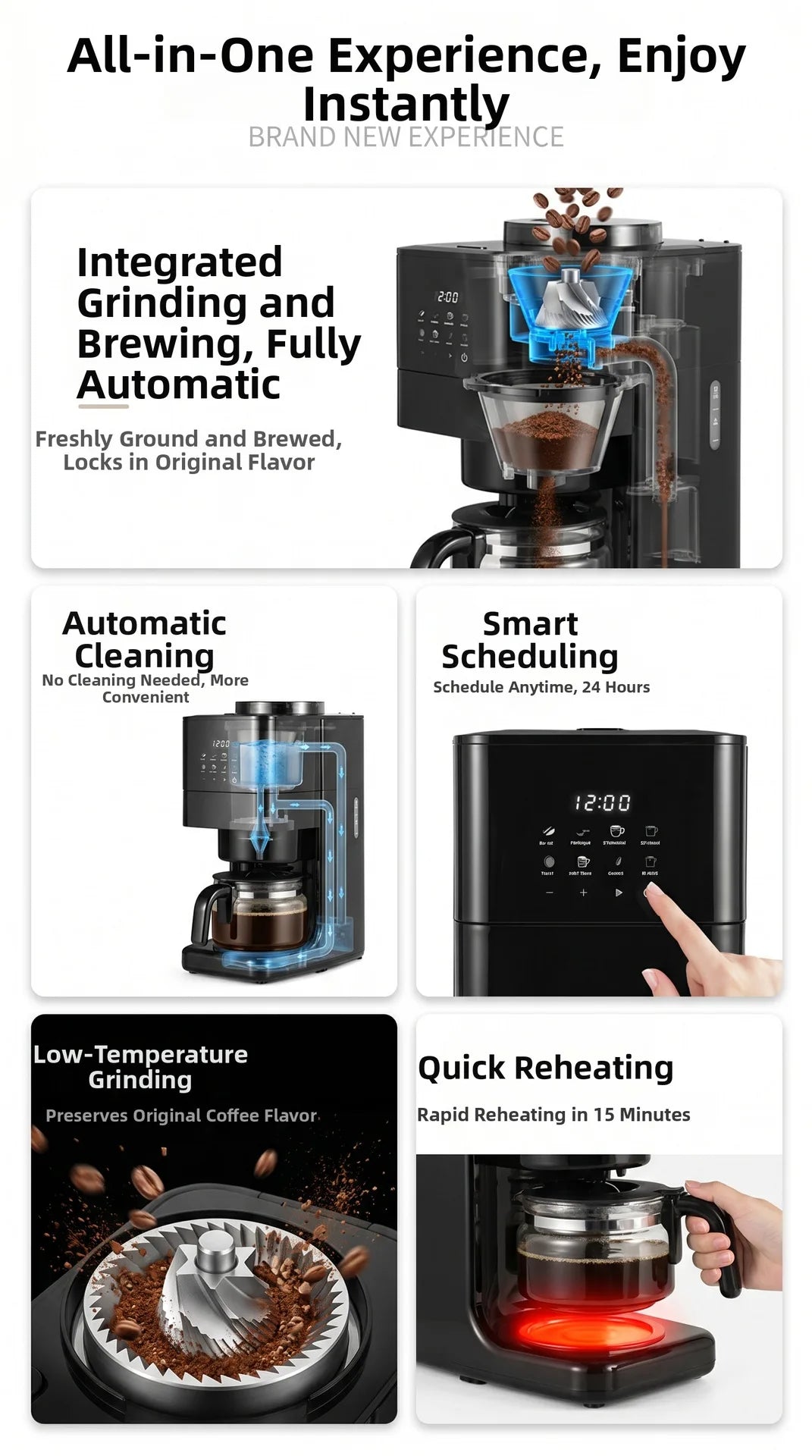 Automatic Coffee Maker Built-In Grinder & Cold Dual