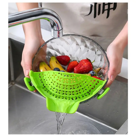 Universal Silicone Clip-On Pan Pot Strainer Anti-Spill Pasta
