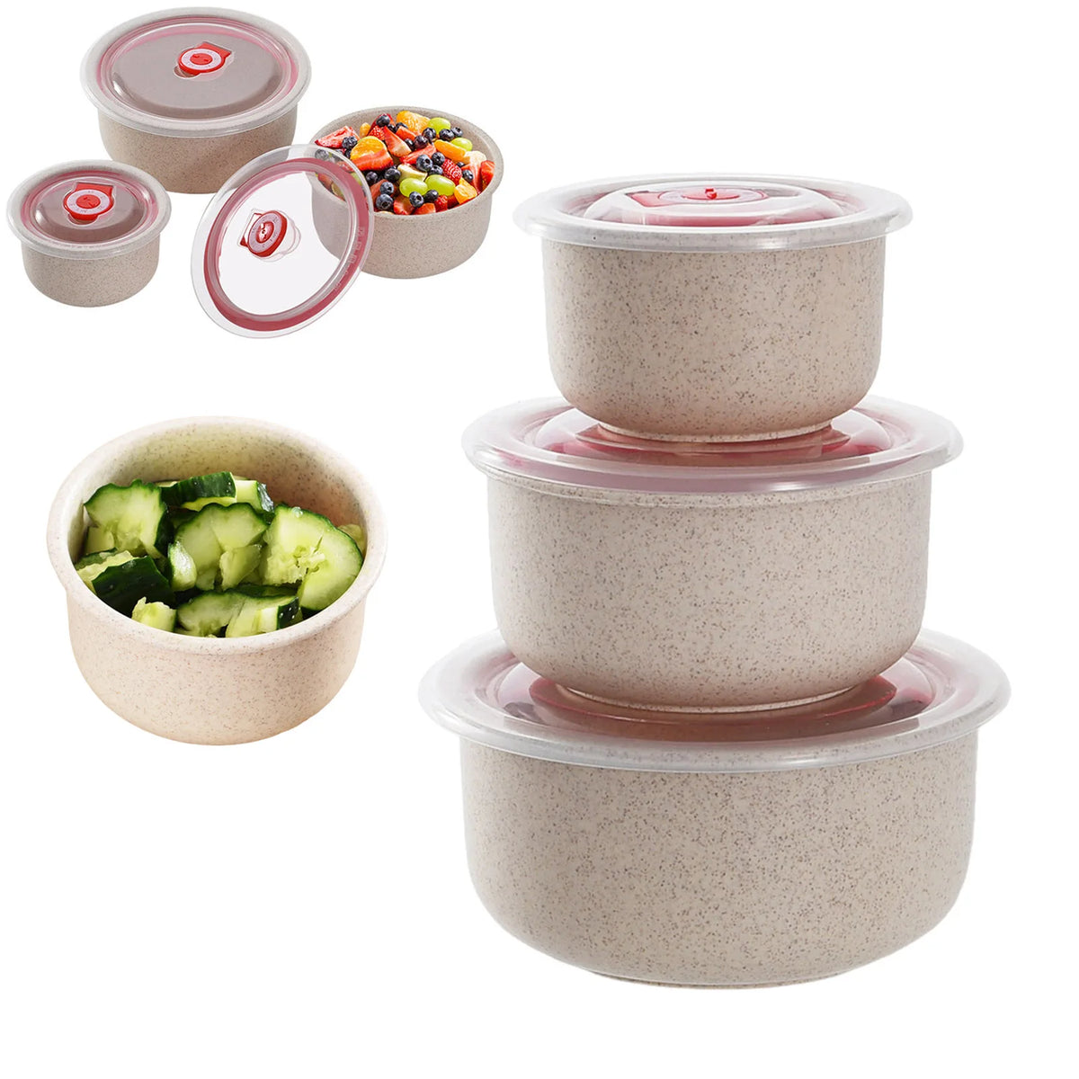 3pcs Food Storage Containers Bento Box Lightweight Food