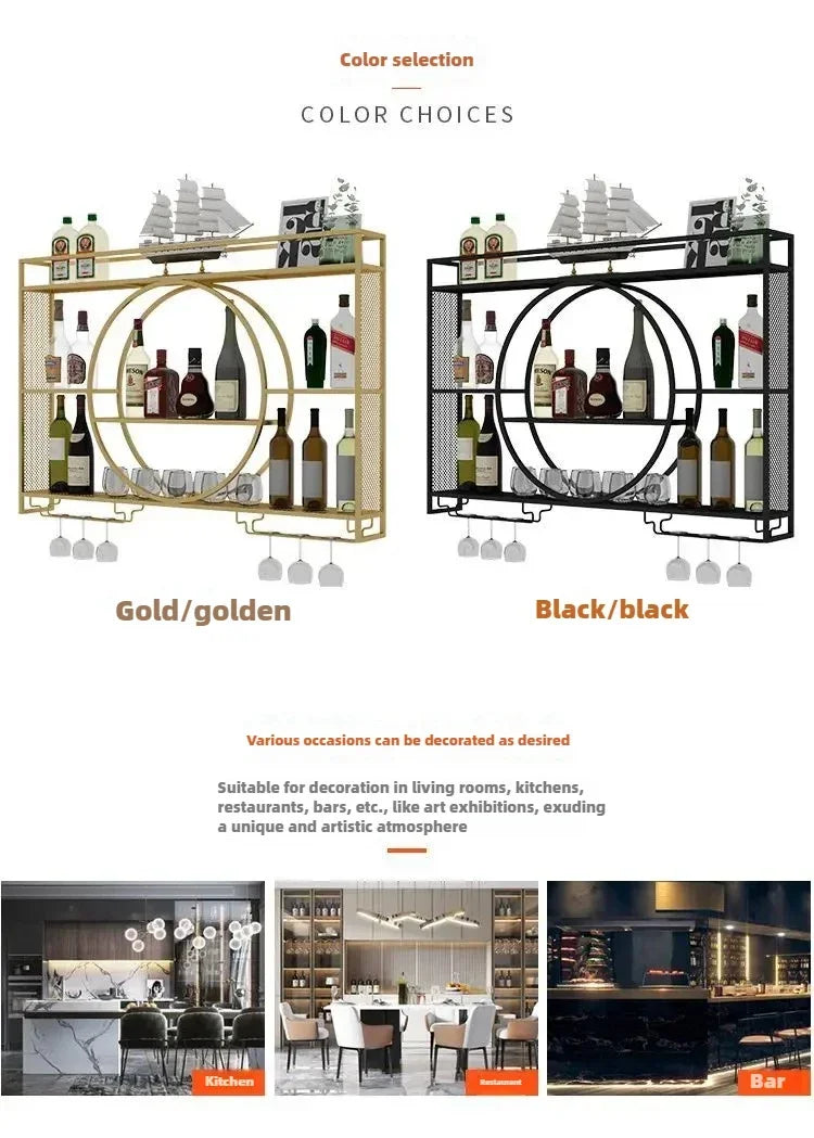 Modern Wall Mount Wine Rack Holder Glass Storage