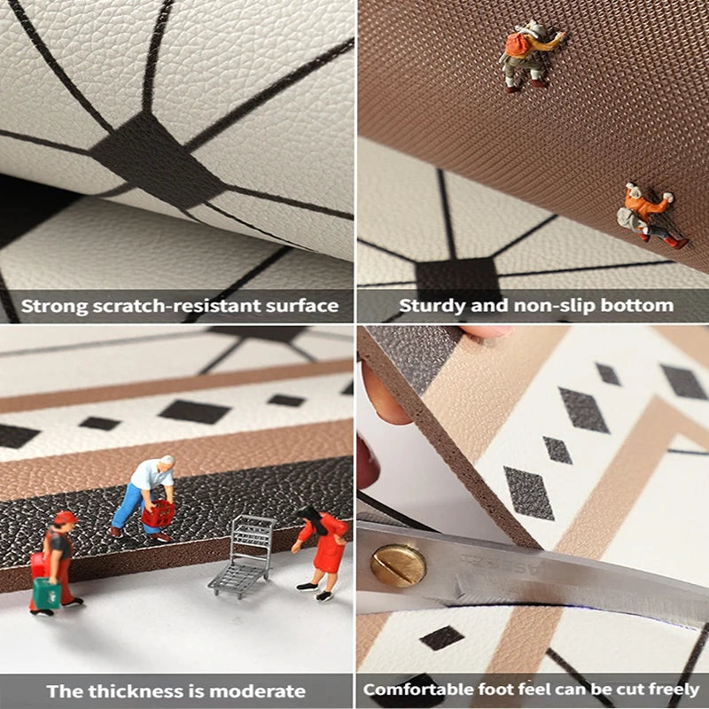 Checkerboard Pvc Anti-Slip Oil-Proof Floor Mat Leather Balcony