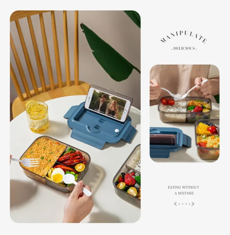 Lunch Box Tableware Office Workers Square Divided Microwave