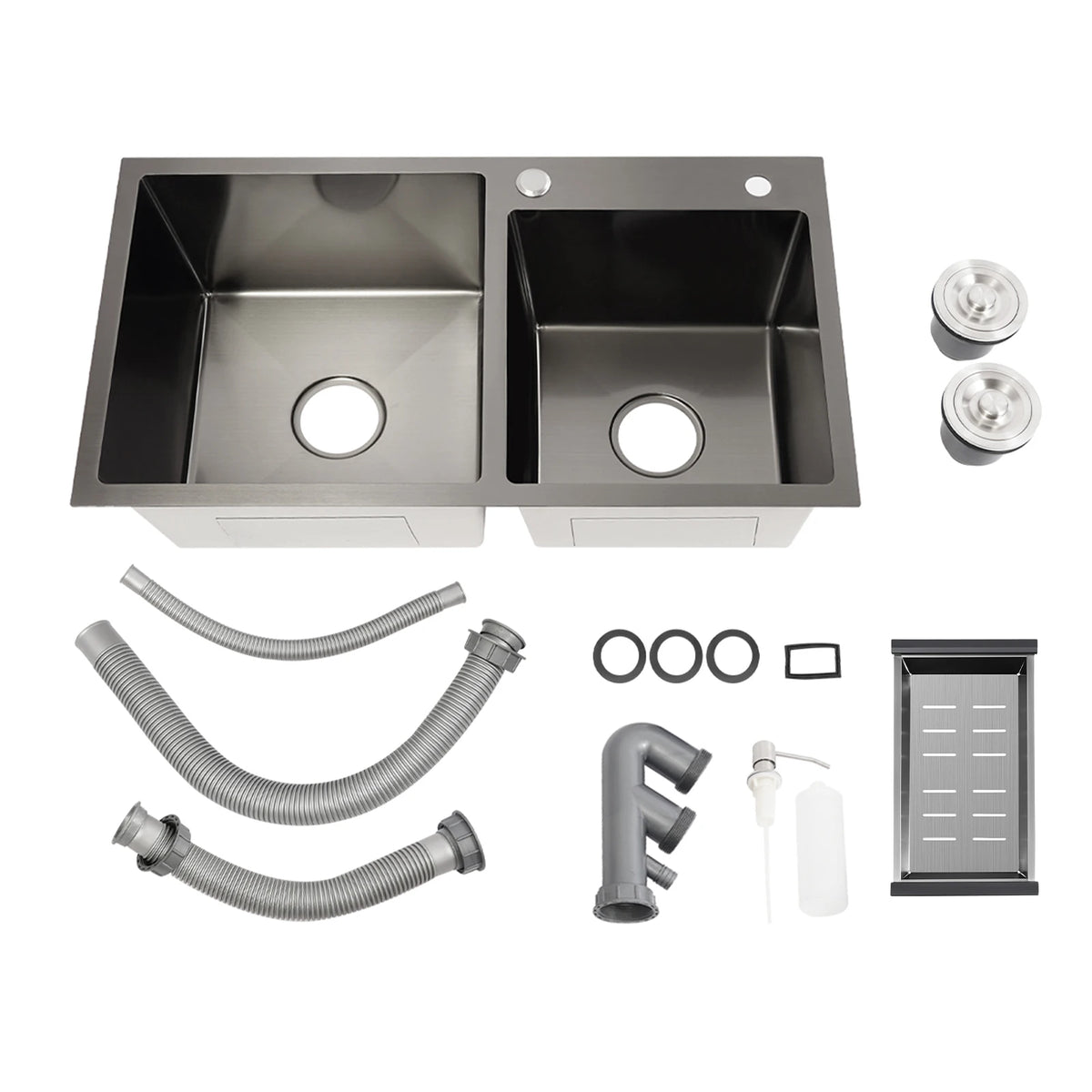 Black 304 Stainless Steel Sink Double Bowl Sink