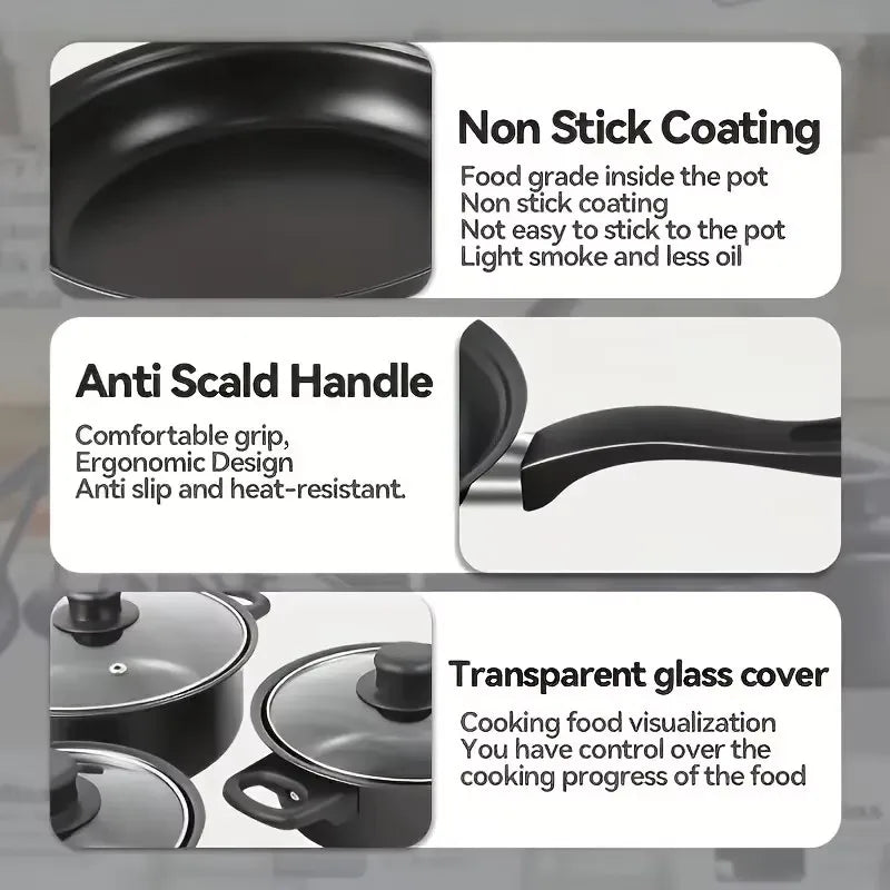 13-Piece Featuring Nonstick Induction Pots Frying Pan Cooking