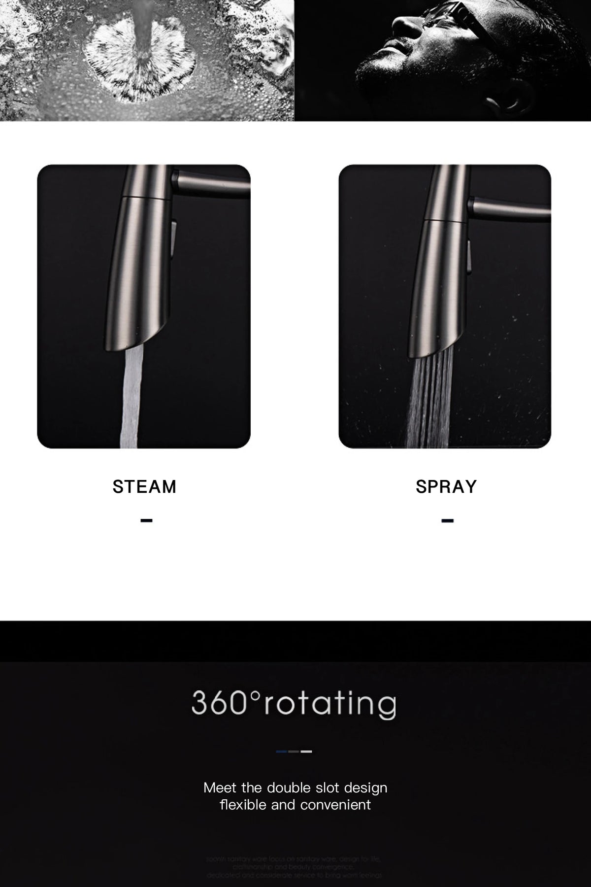 Modern Luxury Black Brass Faucet Pull-Out Magnetic Suction
