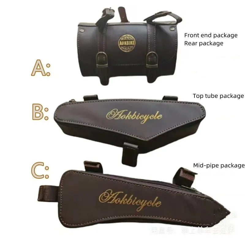 Retro Bicycle Custom Frame Bag Upper Tube Storage