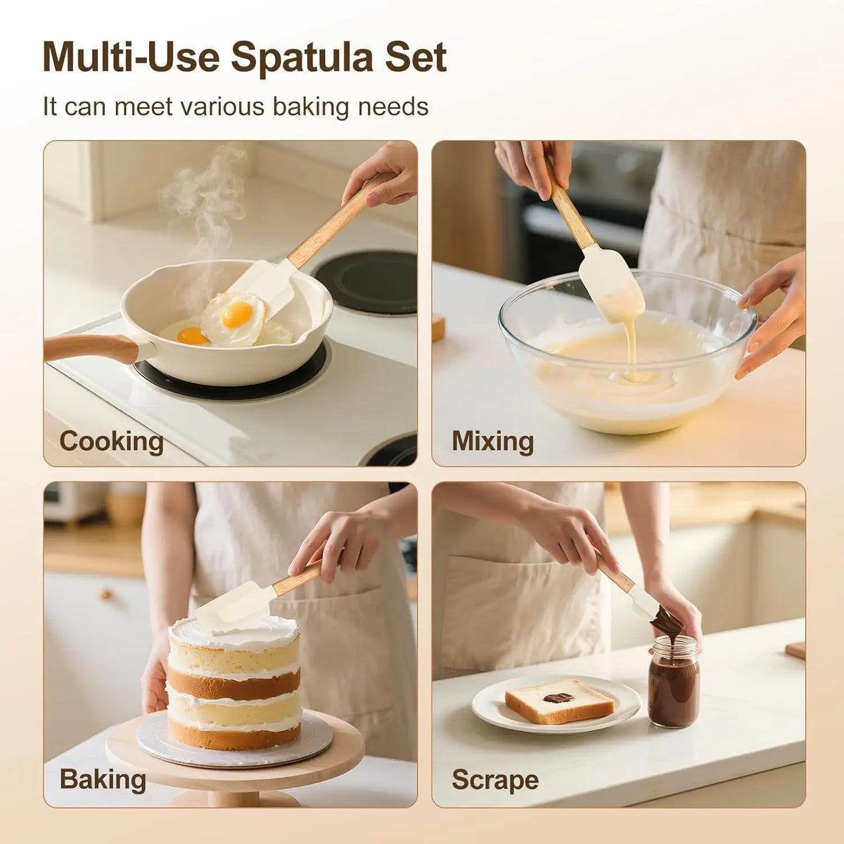 Silicone Scraper Spatula Food Grade Heat Resistant Baking
