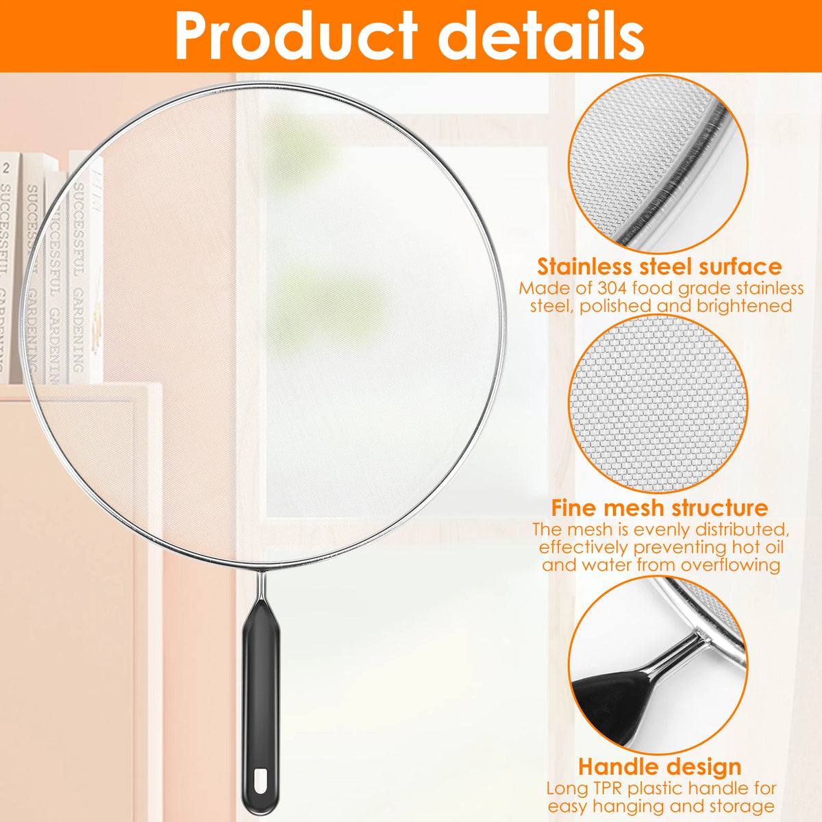 3pcs Stainless Steel Anti Splatter Guard Oil Net