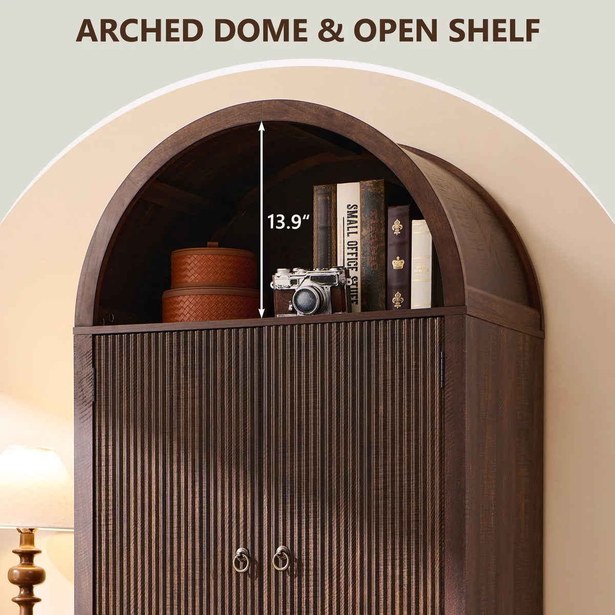 71 Tall Arched Pantry Fluted Wood Cabinet Storage