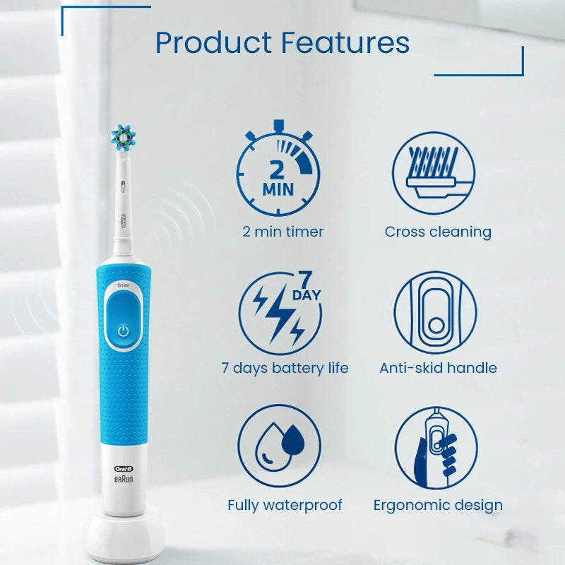 Oral D100 Electronic Toothbrush Adult Rechargeable Cross Action