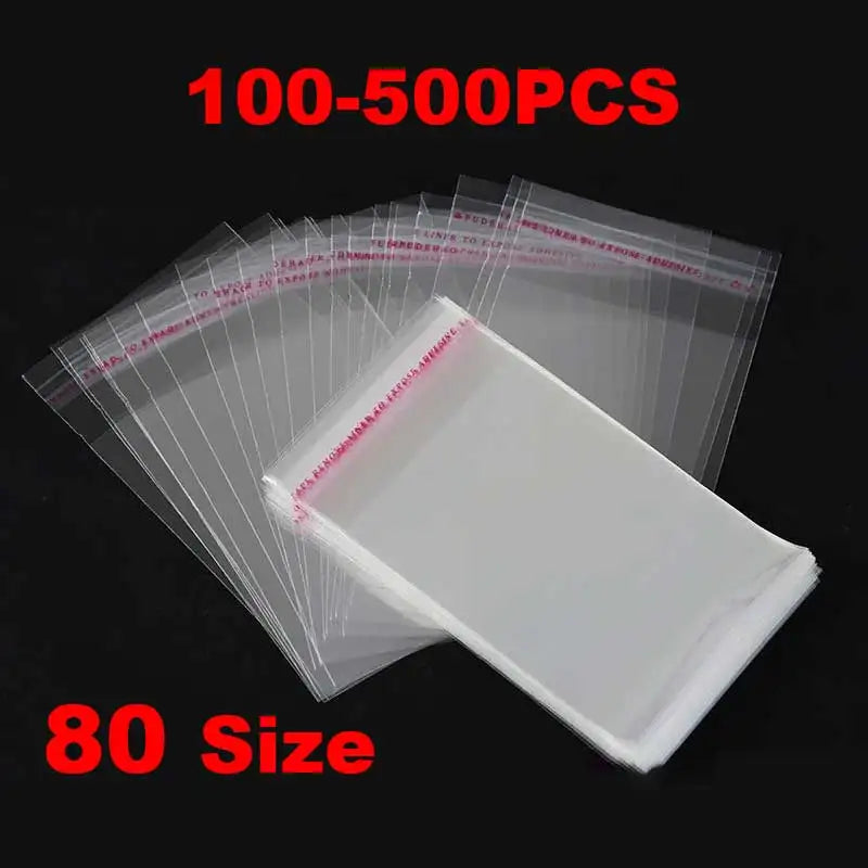 100-500pcs Clear Opp Self Adhesive Bags Transparent Plastic
