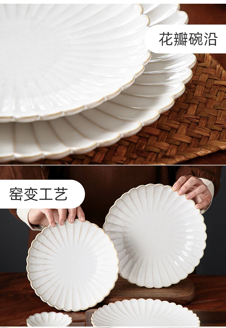 Nordic White Bowls Dinner Plates Ceramic White Glaze