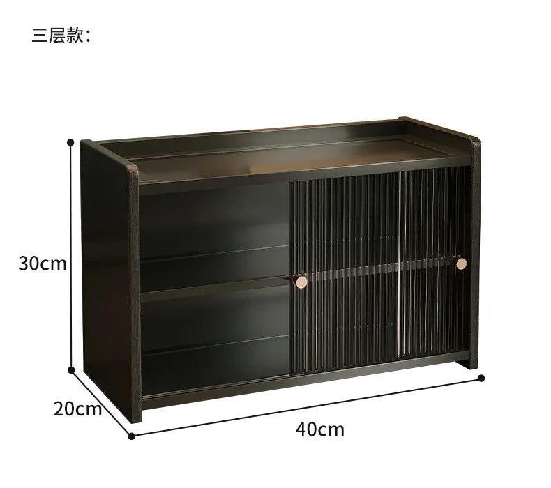 Desktop 2-Tier Countertop Storage Organizer Box Dustproof Fluted