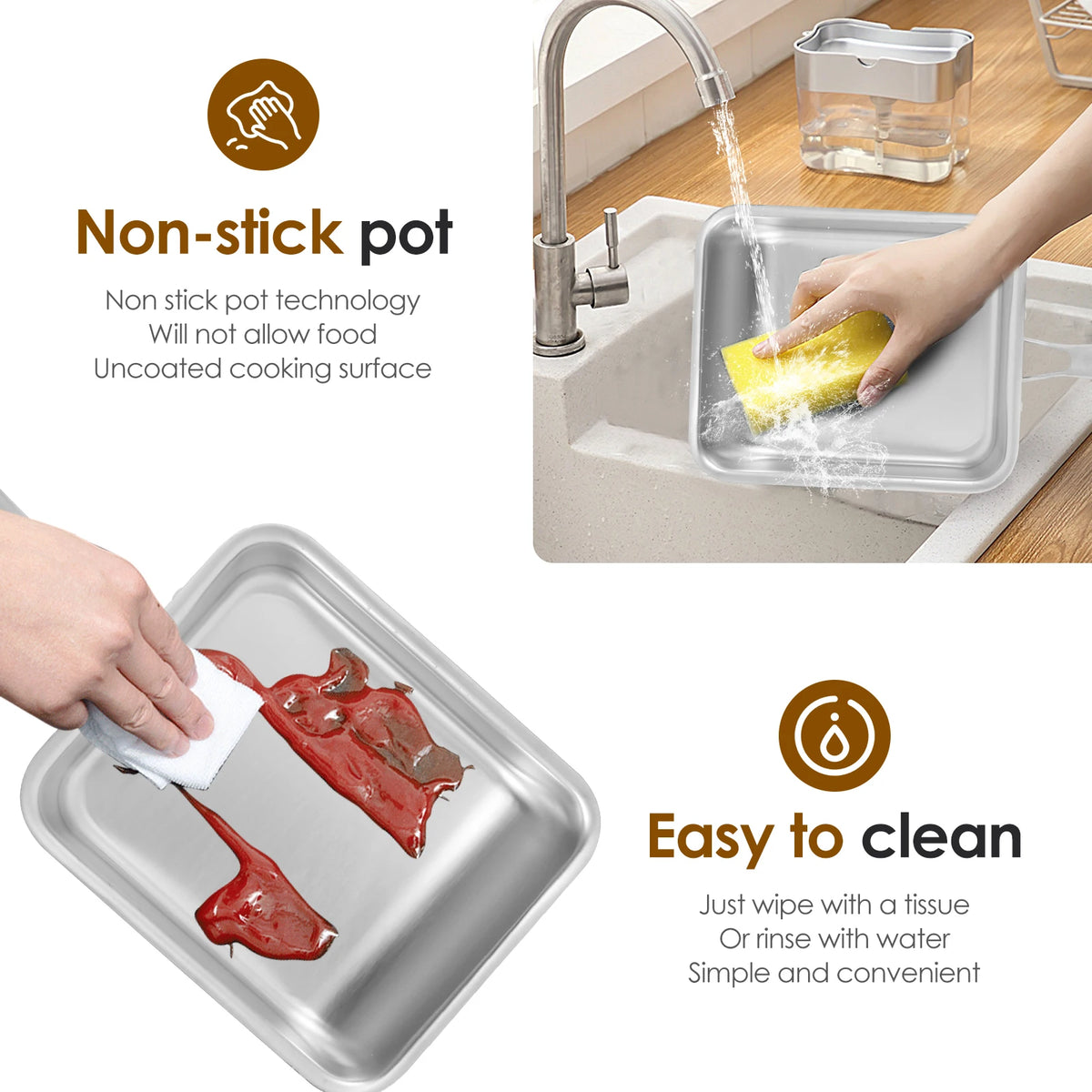 Stainless Tamagoyaki Japanese Omelette Pan Nonstick Egg Pan