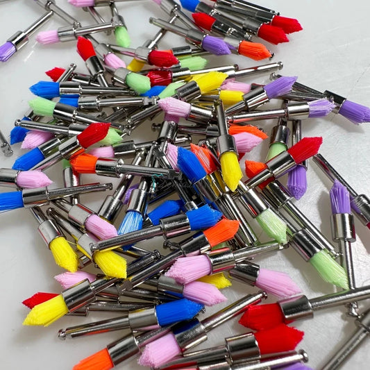 100pcs Dental Prophy Brushes Polishing Polisher Disposable Latch Type Mixed Color Used for Stain Removal and Polish