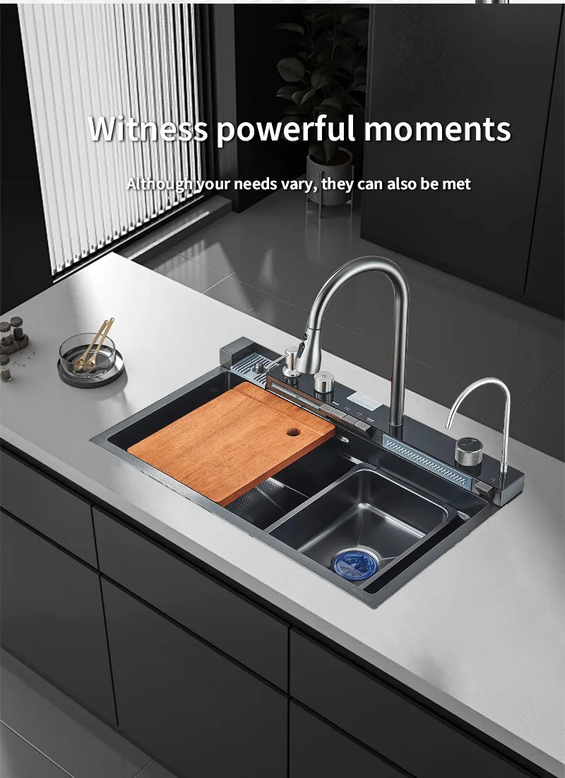 Grey Stainless Steel Digital Sink Cold Pull Out