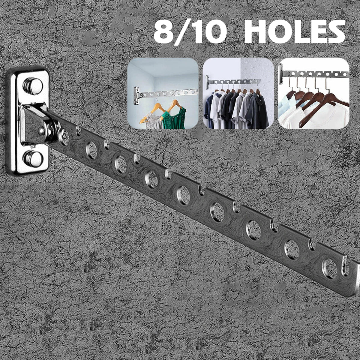 8/10 Holes Stainless Steel Clothes Hooks Wall Mounted