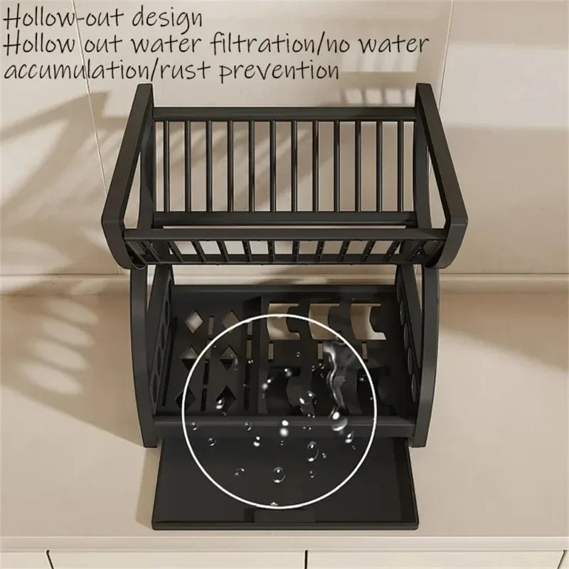 Space Saving Tier Dish Drying Rack Utensil Holder
