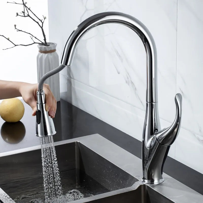Brass Touch On Fauct Pull Down Cold Sink