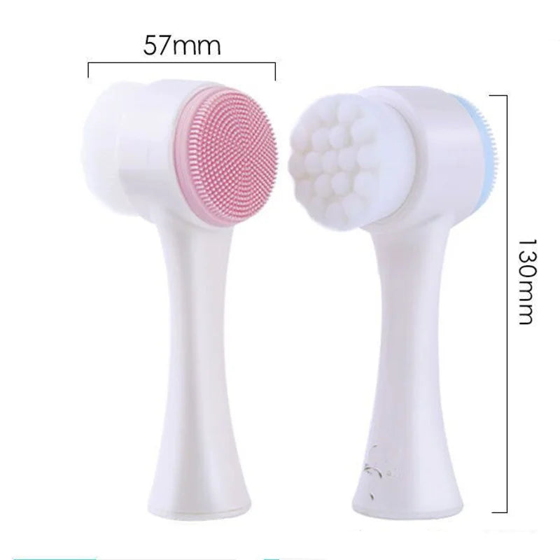 3d Double Silicone Facial Cleansing Brush Massage Facial