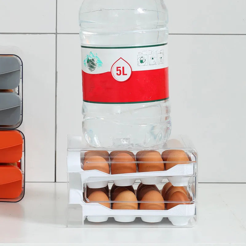 Double Layer Pull-Out Drawer Egg Holder Refrigerator Egg