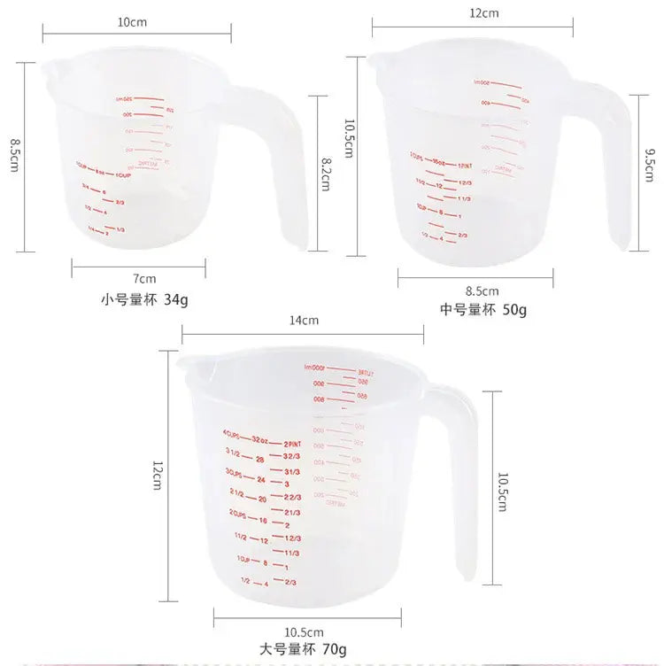 3pcs 250/500/1000ml Measuring Cups Easuring Cup Plastic Jug