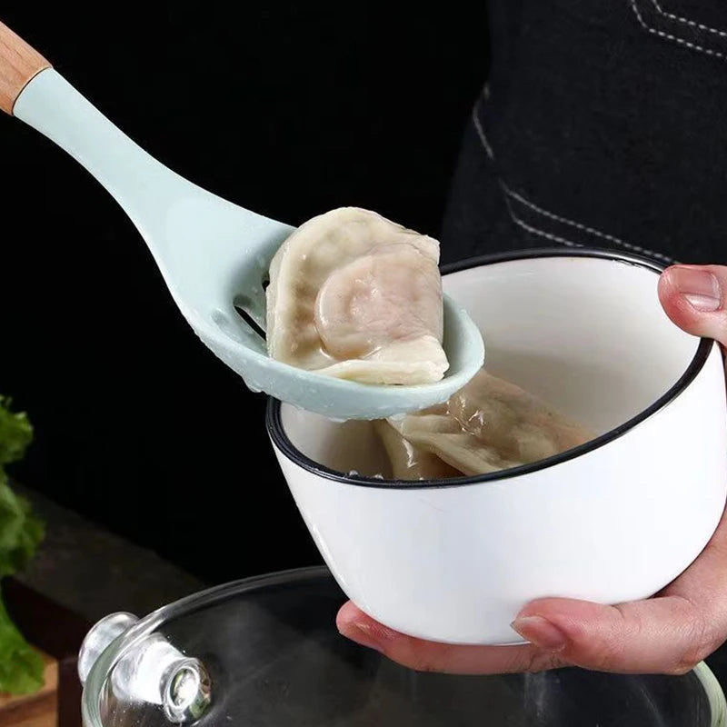 1pc Silicone Skimmer Colander Slotted Serving Spoon Salad