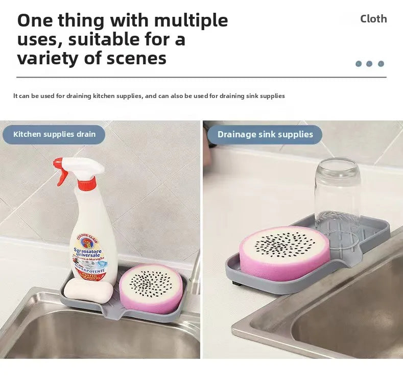 Sink Silicone Tray Drain Soap Sponge Storage Holder