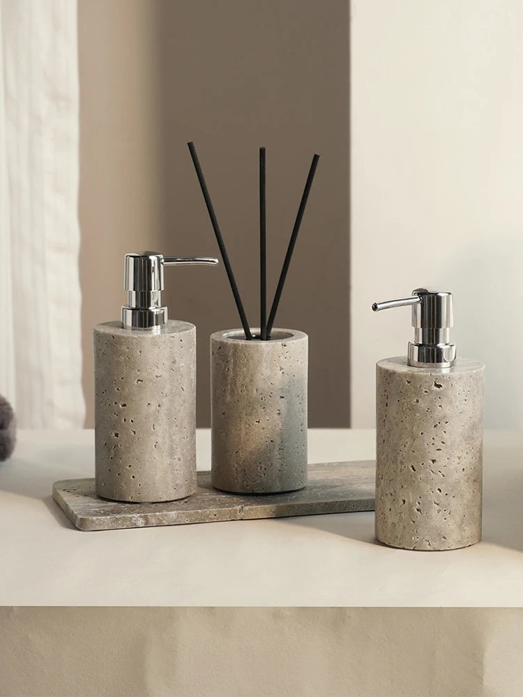 Travertino Grigio Bathroom Antique Natural Marble Soap Dispenser