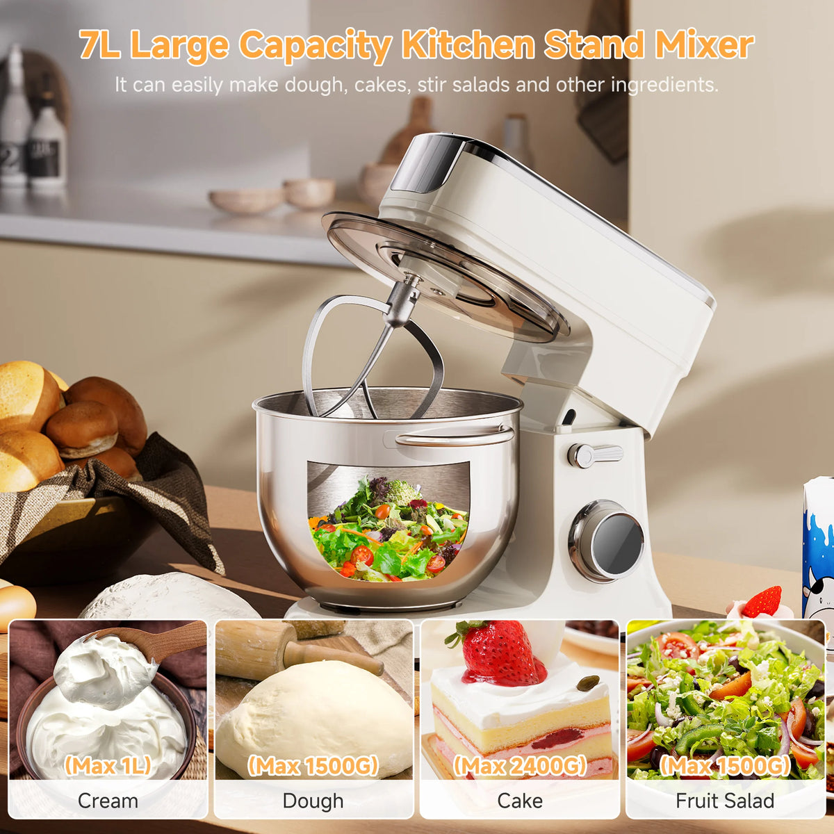 Biolomix 7l Food Mixers Baking 1200w Dc Motor