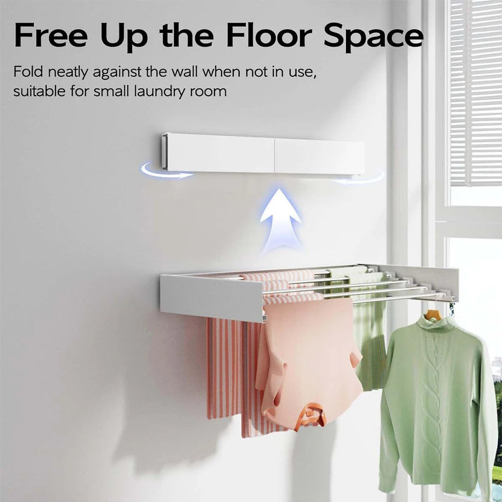 Wall Mounted Clothes Drying Rack Indoor Retractable Collapsible