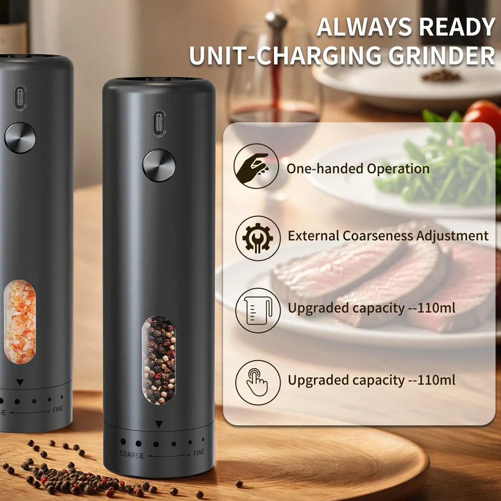 Rechargeable Electric Salt Pepper Grinder Adjustable Coarseness