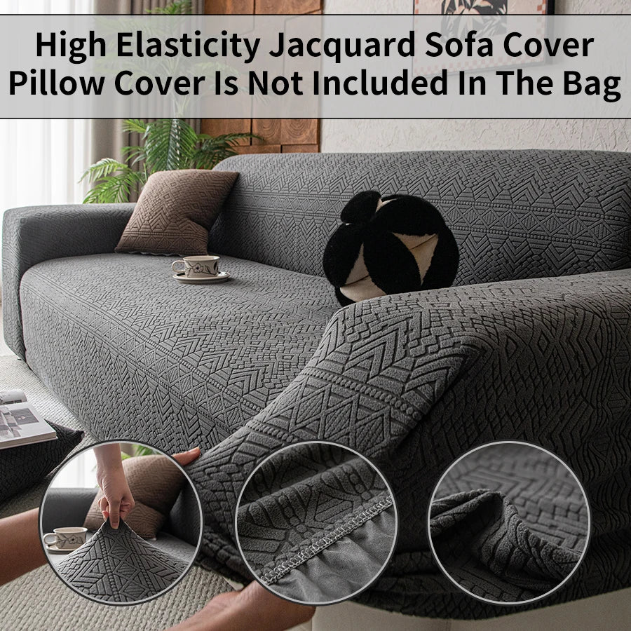 Polar Fleece Jacquard Sofa Cover Geometric Pattern High