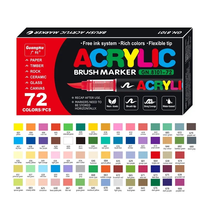 12-120 Colors Acrylic Paint Pens Markers Brush Tip