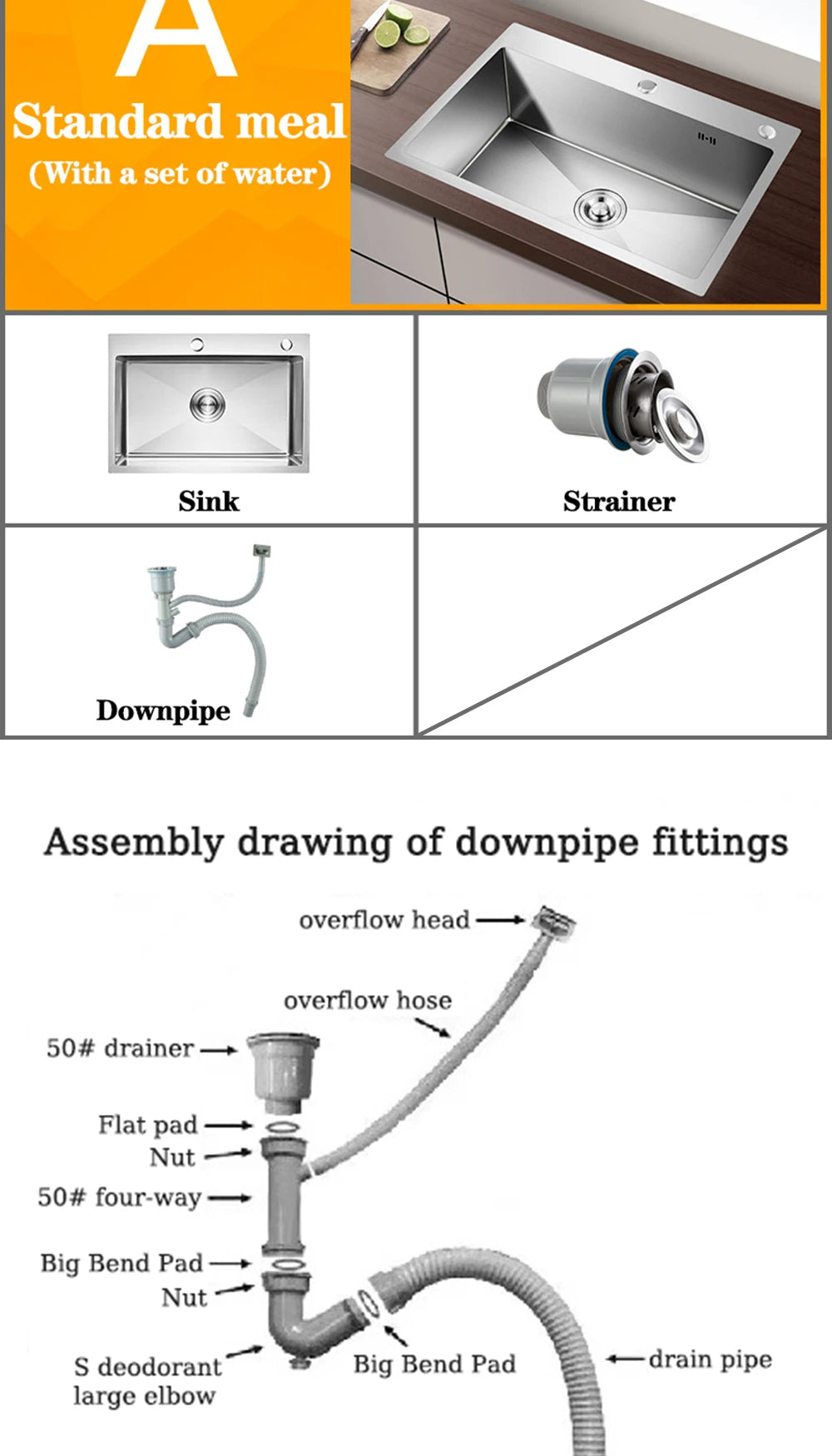 Dqok Stainless Steel Sink Slot Dish Basin Sink