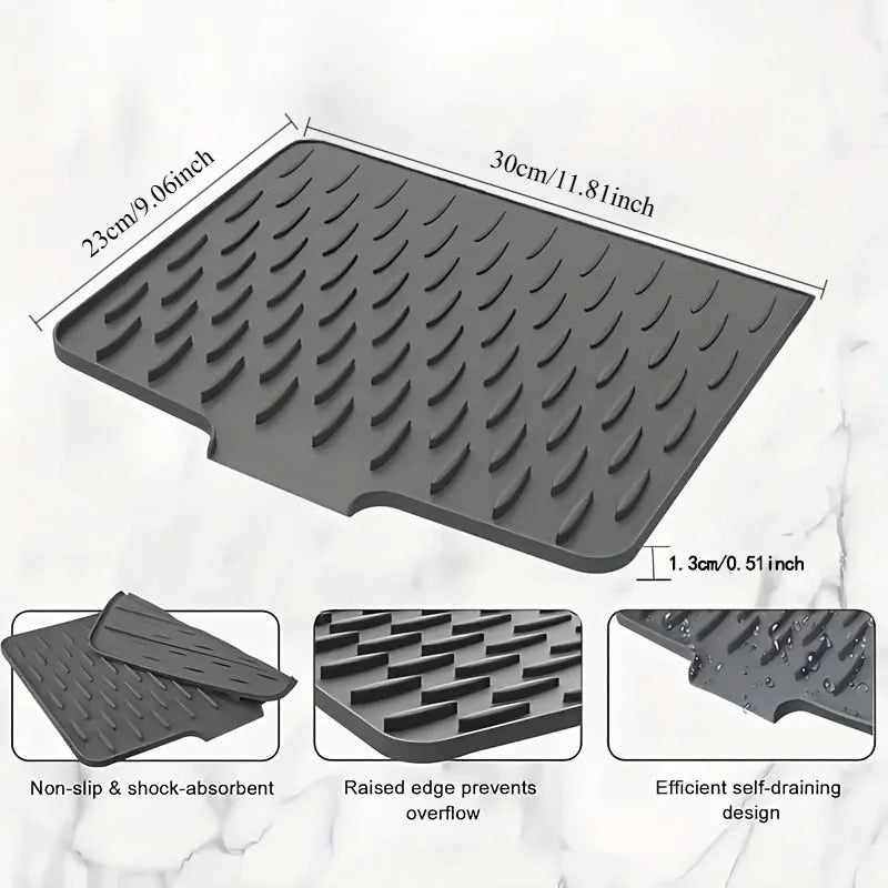 Heat Resistant Silicone Dish Drying Mat Raised Water