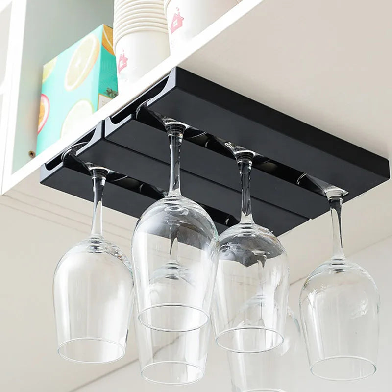 No Drill Creative Upside Down Wine Glass Rack