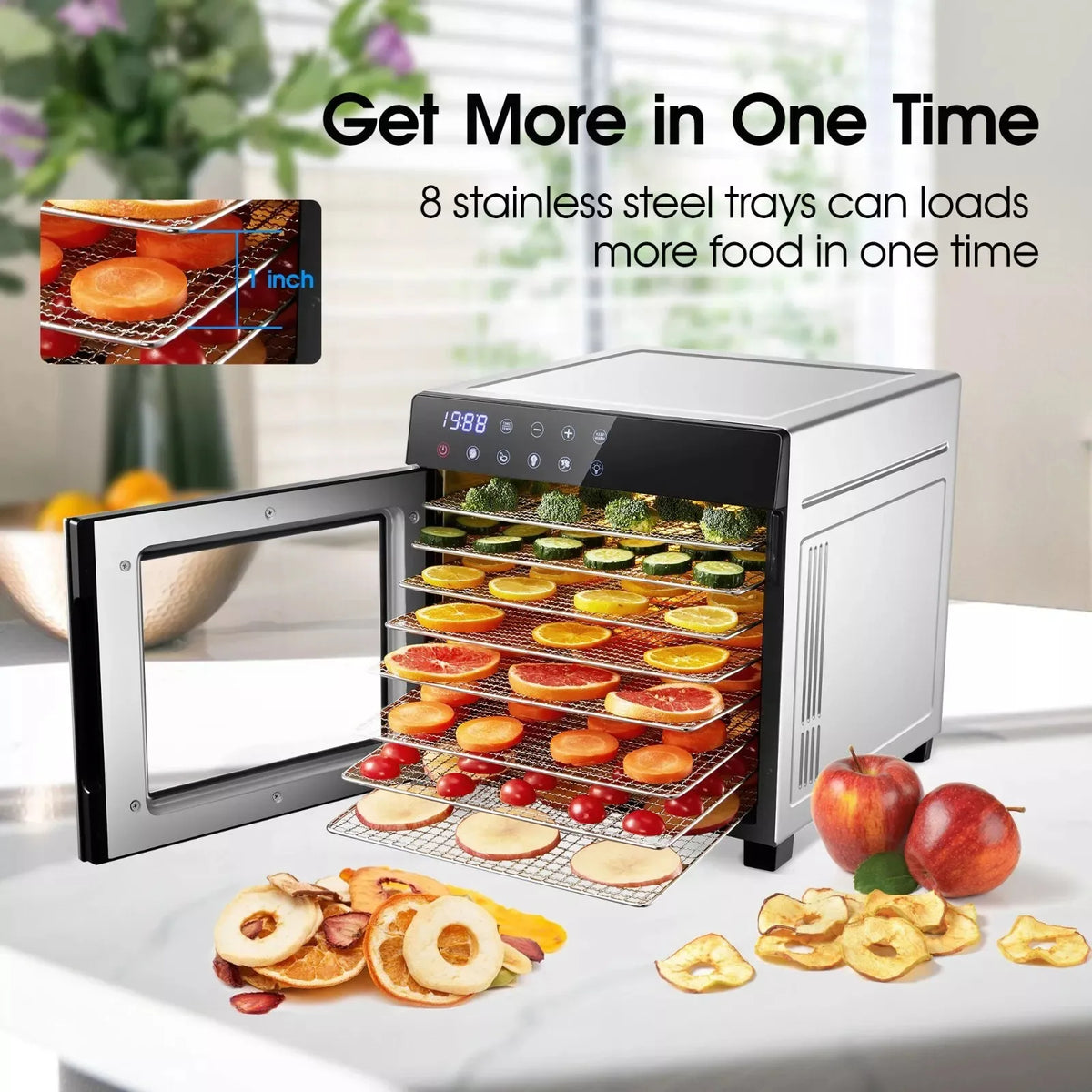 8-Tray Stainless Steel 600w Presets & Digital Timer