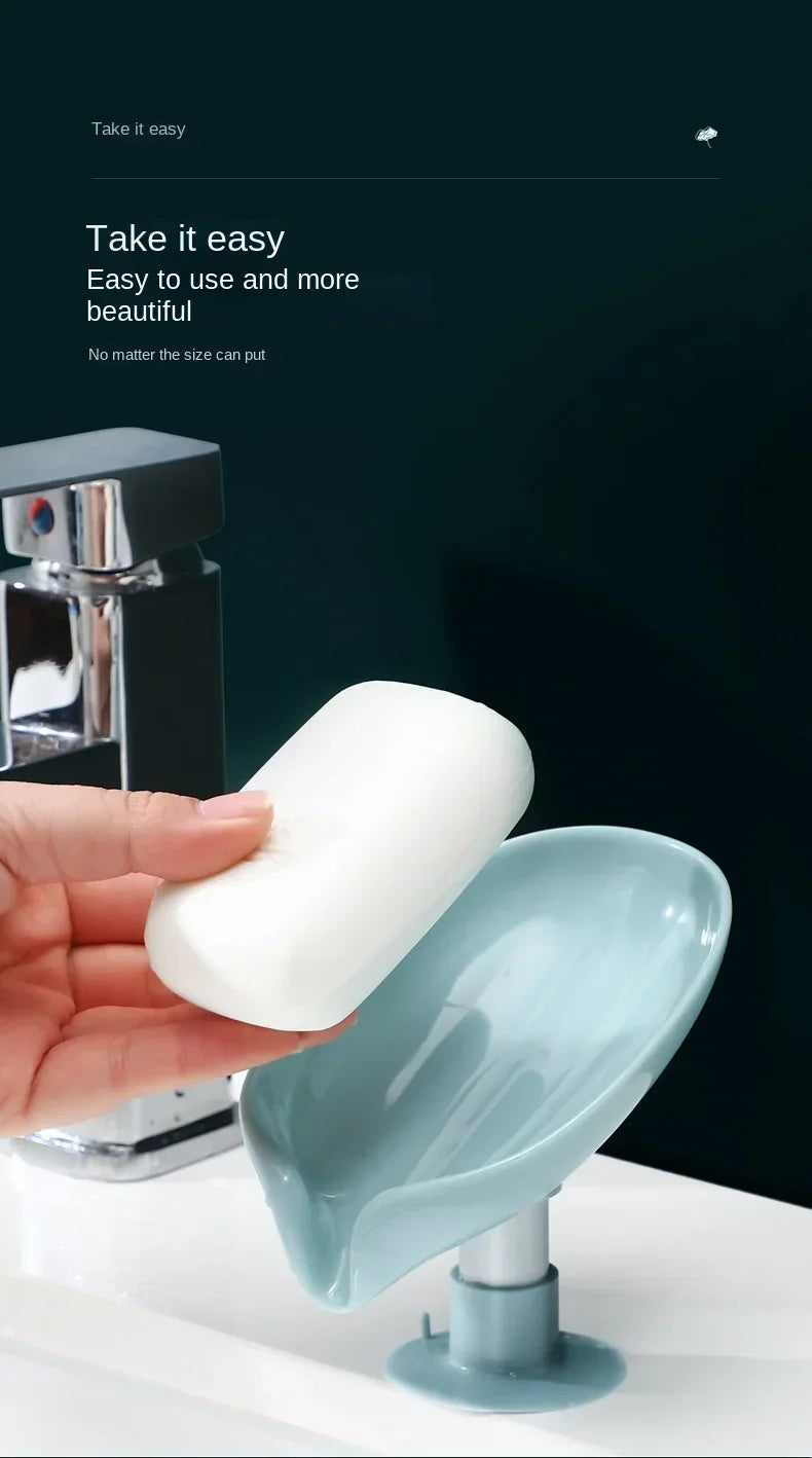 Drain Soap Holder Leaf Shape Soap Box Suction