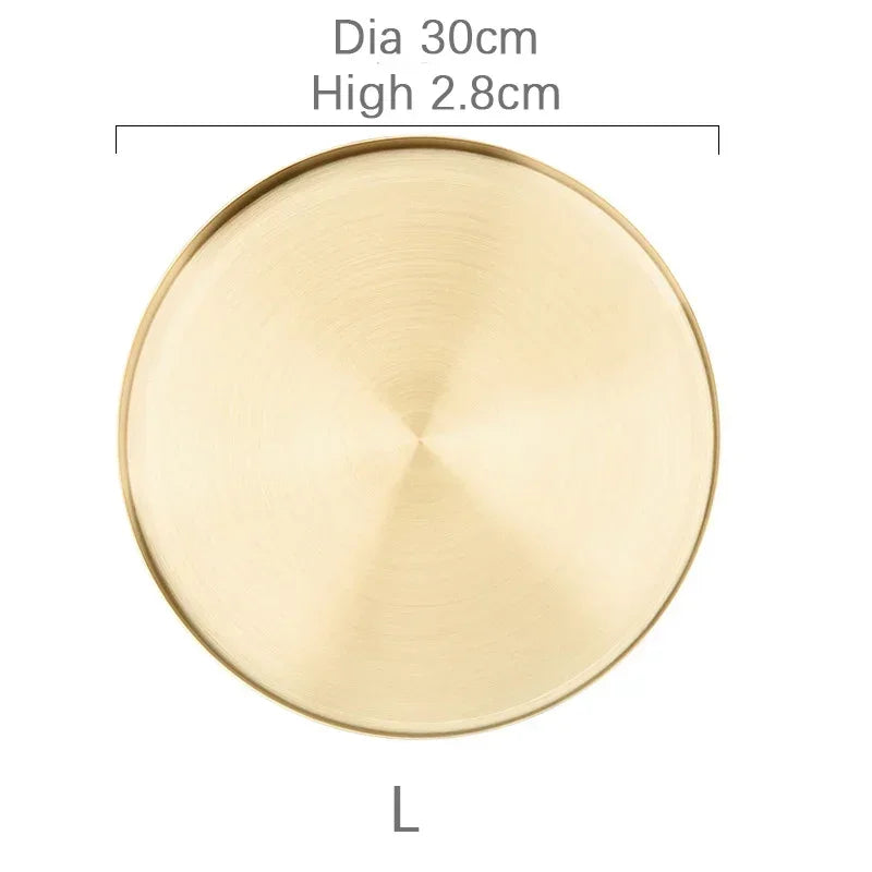 Decor Golden Storage Tray Round Jewelry Desktop Display
