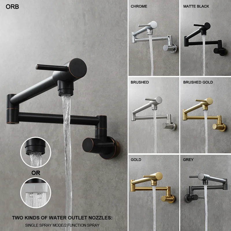 Brass Pot Filler Tap Wall Mount Foldable Faucet