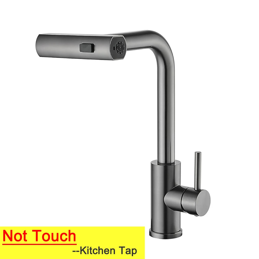 Touch Waterfall Faucet Brushed Gold Cold Pull Out