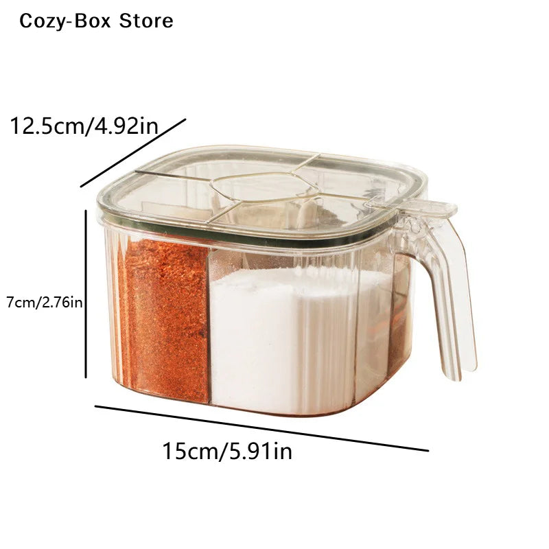 Grids Transparent Lid Spice Jar Seasoning Salt Pepper