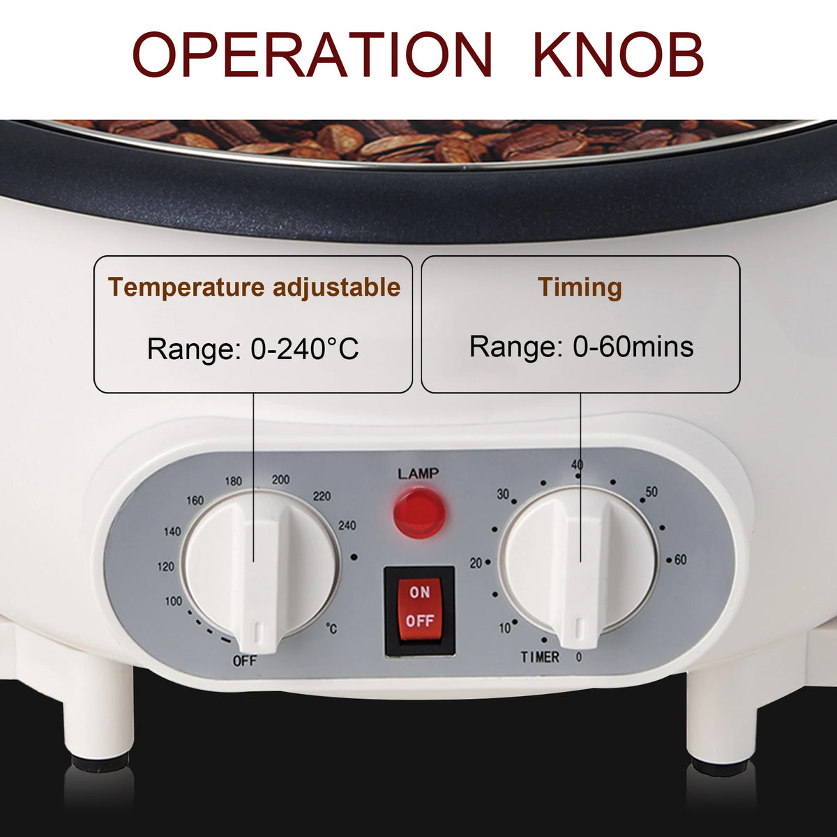 Electric Coffee Bean Roaster Temperature Control Peanut Beans